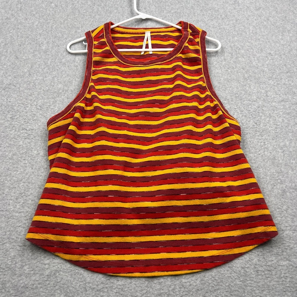 Anthropologie Ribbed Racer Tank Women's 3X Red Striped Stretch Round Neck Top
